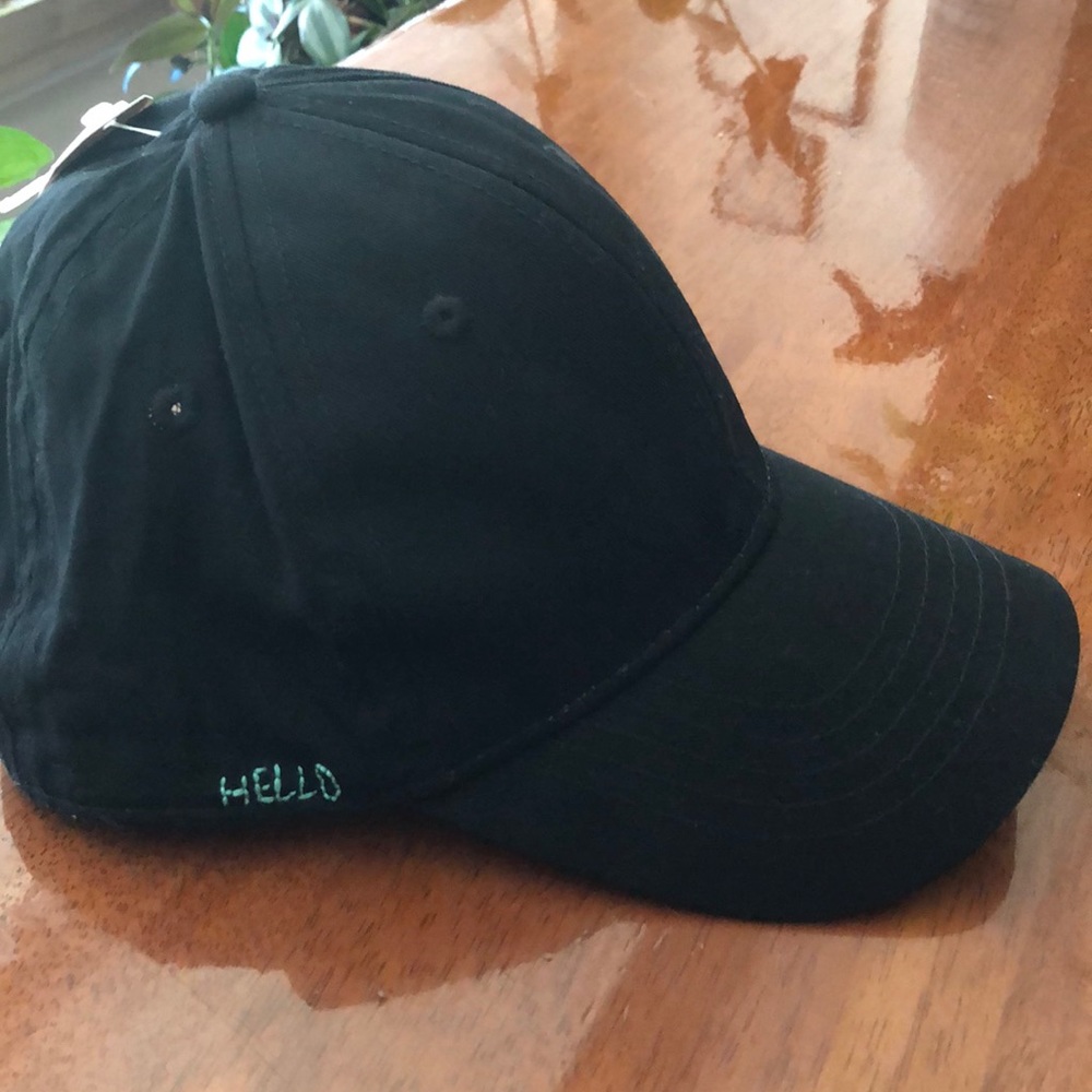 NWT Black Cotton “Hello” Baseball Cap Women’s